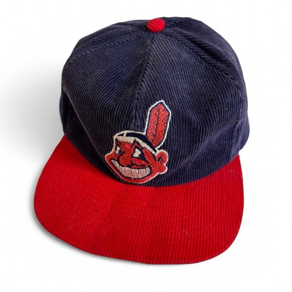 Vintage Corduroy Cleveland Indians Flat Brim Hat